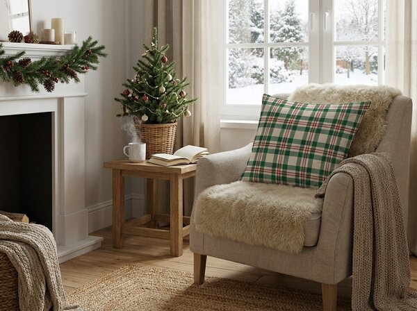 Husa din bumbac pentru perna WINTER PLAID 45x45 cm, colorat