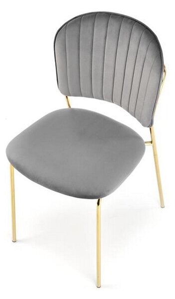 Scaun tapitat K499, gri/auriu, stofa catifelata, 47x56x85 cm