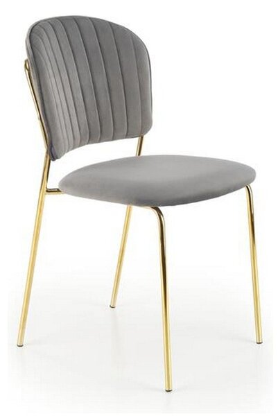 Scaun tapitat K499, gri/auriu, stofa catifelata, 47x56x85 cm