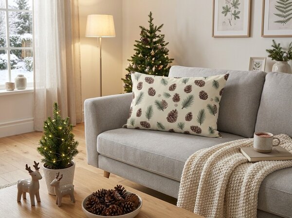 Fata de perna din bumbac PINE CONES 50x70 cm, colorat