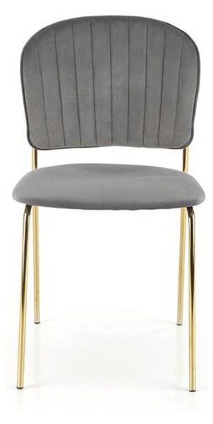 Scaun tapitat K499, gri/auriu, stofa catifelata, 47x56x85 cm