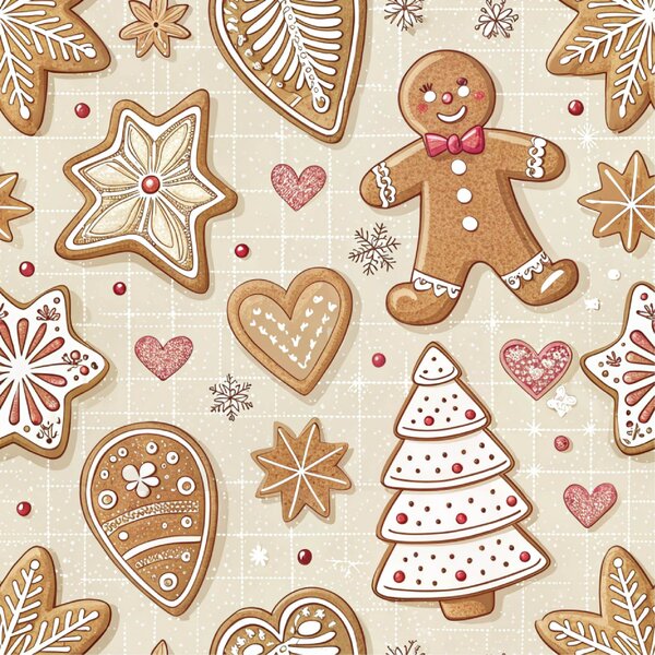 Husa de perna din bumbac GINGERBREAD JOY 50x70 cm, bej