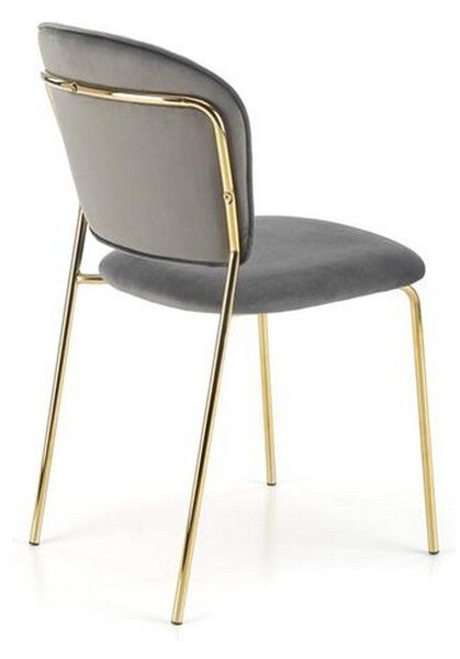Scaun tapitat K499, gri/auriu, stofa catifelata, 47x56x85 cm