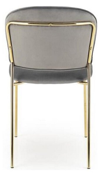 Scaun tapitat K499, gri/auriu, stofa catifelata, 47x56x85 cm