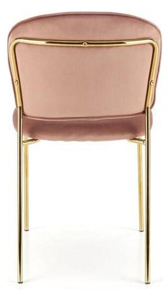 Scaun tapitat K499, roz/auriu, stofa catifelata, 47x56x85 cm