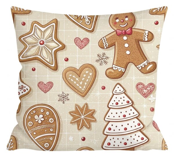 Fata de perna din bumbac GINGERBREAD JOY 45x45 cm, bej