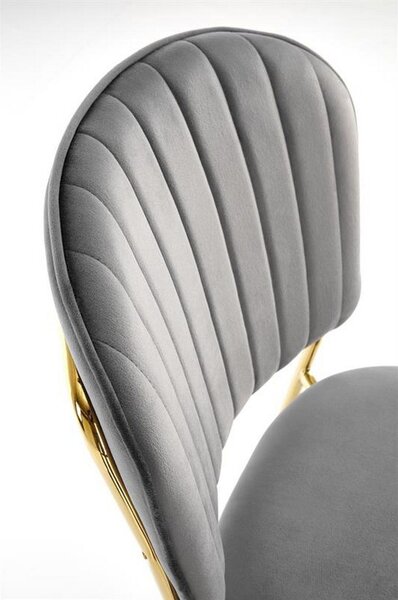 Scaun tapitat K499, gri/auriu, stofa catifelata, 47x56x85 cm
