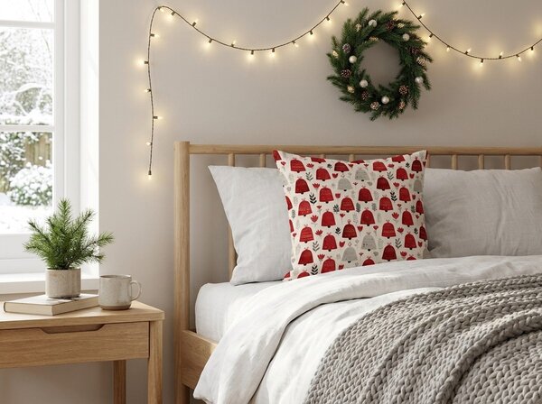 Fata de perna din bumbac CHRISTMAS BELLS 45x45 cm, colorat