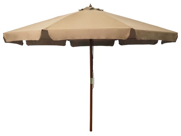 Umbrelă de soare de exterior, stâlp din lemn, gri taupe, 330 cm