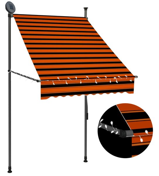 Copertină retractabilă manual cu LED, portocaliu & maro, 100 cm