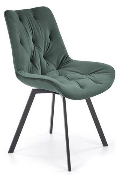Scaun pivotant K519, verde inchis, stofa catifelata/metal, 54x63x86 cm