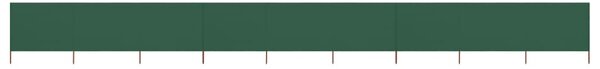 Paravan anti-vânt cu 9 panouri, verde, 1200 x 160 cm, textil
