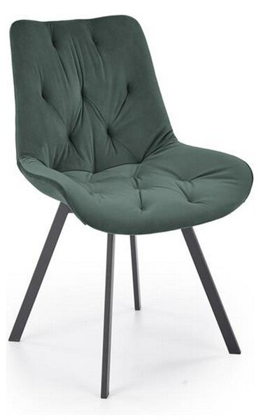 Scaun pivotant K519, verde inchis, stofa catifelata/metal, 54x63x86 cm