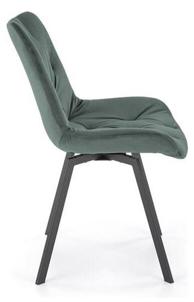 Scaun pivotant K519, verde inchis, stofa catifelata/metal, 54x63x86 cm