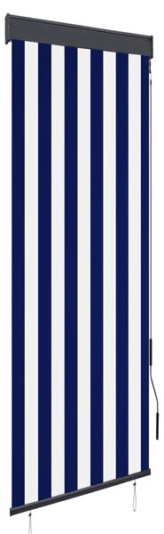 Jaluzea tip rulou de exterior, albastru și alb, 60 x 250 cm