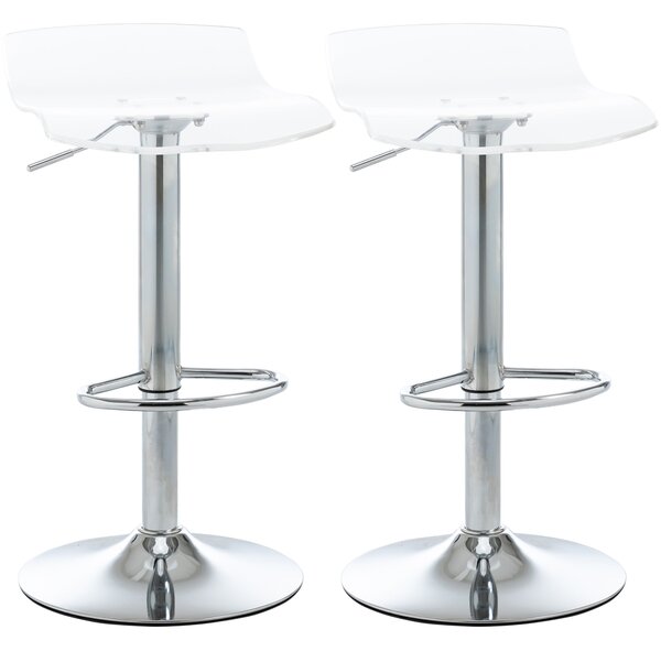 HOMCOM Scaune Bar 2 piese cu Înălțime Reglabilă, Șezut Rotativ și Suport pentru Picioare, 39x39x67-87 cm, Transparent | Aosom Romania