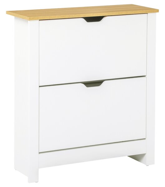 HOMCOM Dulap Hol, Capacitate 12 Perechi Max, dulap pantofi cu 2 Rafturi Reglabile și Detașabile, 72x26x80 cm, Alb | Aosom Romania