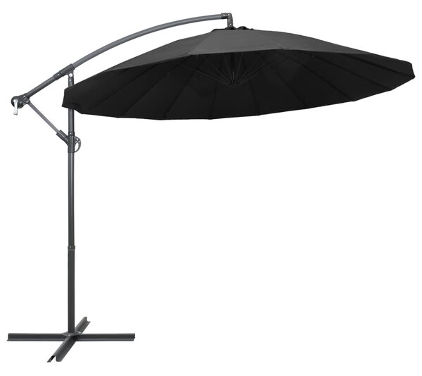 Umbrelă de soare suspendată, antracit, 3 m, stâlp de aluminiu