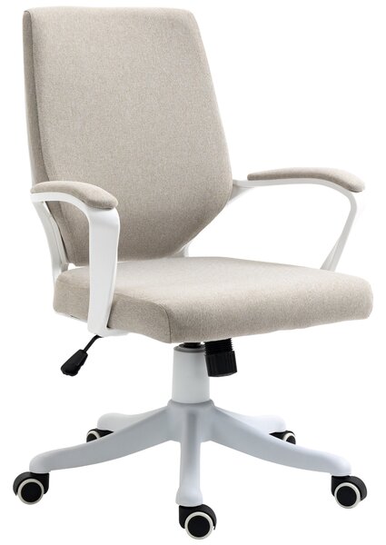 Vinsetto Scaun Ergonomic de Birou, Reglabil în înălțime Pivotant 360° cu Legănare, 62x69x92-100 cm, Bej | Aosom Romania