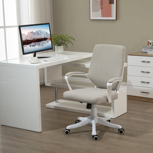 Vinsetto Scaun Ergonomic de Birou, Reglabil în înălțime Pivotant 360° cu Legănare, 62x69x92-100 cm, Bej | Aosom Romania