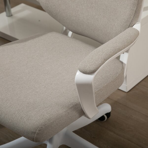 Vinsetto Scaun Ergonomic de Birou, Reglabil în înălțime Pivotant 360° cu Legănare, 62x69x92-100 cm, Bej | Aosom Romania