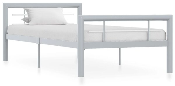 Cadru de pat, gri și alb, 100 x 200 cm, metal