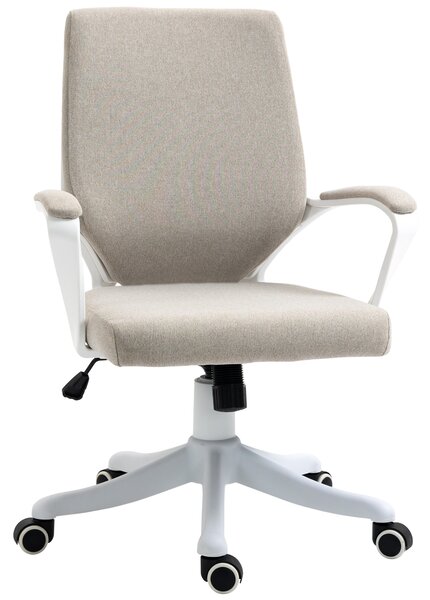 Vinsetto Scaun Ergonomic de Birou, Reglabil în înălțime Pivotant 360° cu Legănare, 62x69x92-100 cm, Bej | Aosom Romania