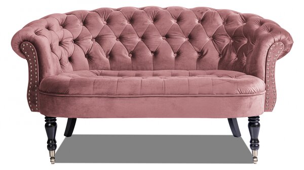 Canapea 2 locuri Filip Chesterfield, roz inchis, 152x82x82