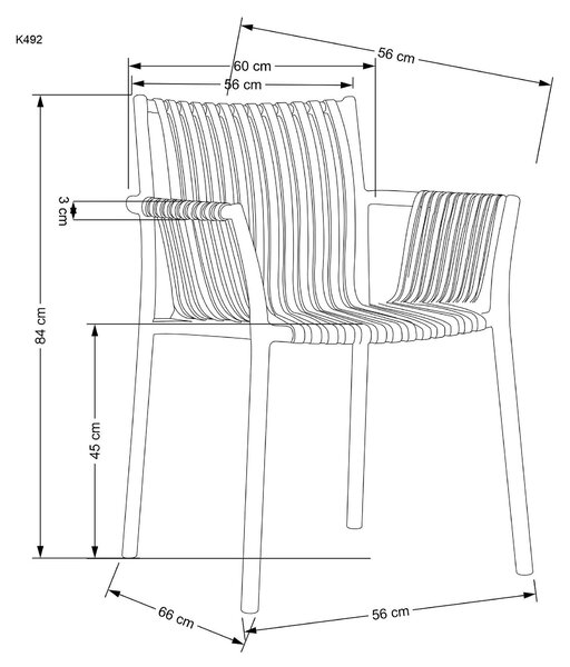 Scaun K492, gri, polipropilen, 60X66X84 cm