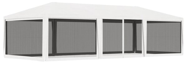 Cort de petrecere cu 4 pereți din plasă, alb, 4 x 9 m
