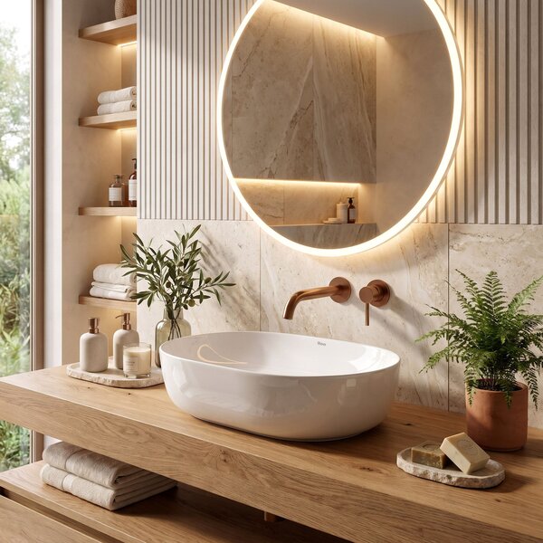 Lavoar ceramic pentru blat CLEO 50 alb - REA
