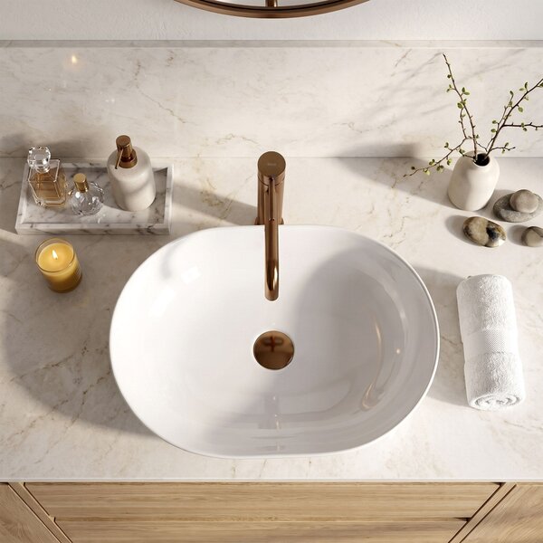 Lavoar ceramic pentru blat CLEO 50 alb - REA