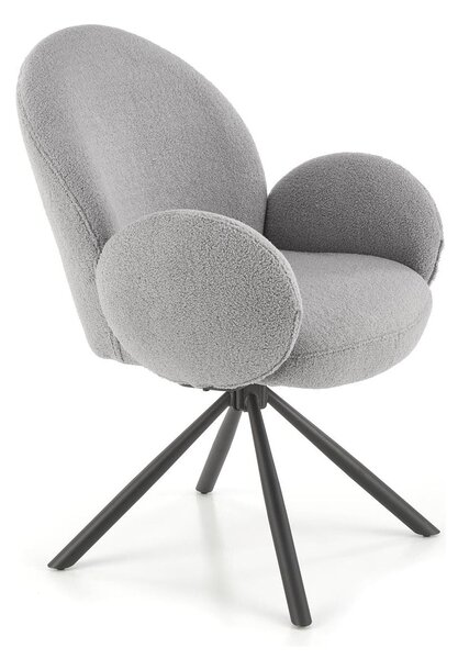 Scaun rotativ K498, gri, stofa/metal, 64x63x90 cm