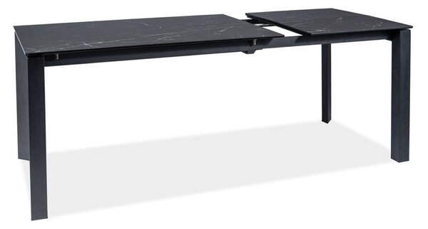 Masa extensibila METROPOL CERAMIC, sticla/ceramica, negru, 120-180x80x76 cm