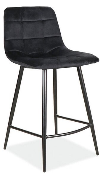 Scaun bar MILA H-2, stofa catifelata neagra/negru, 43x40x87 cm
