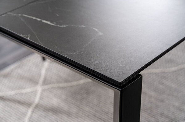 Masa extensibila METROPOL CERAMIC, sticla/ceramica, negru, 120-180x80x76 cm