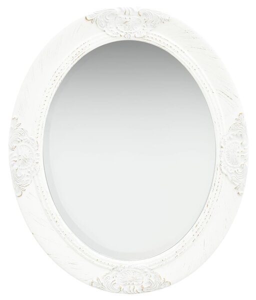 Oglindă de perete în stil baroc, alb, 50 x 60 cm