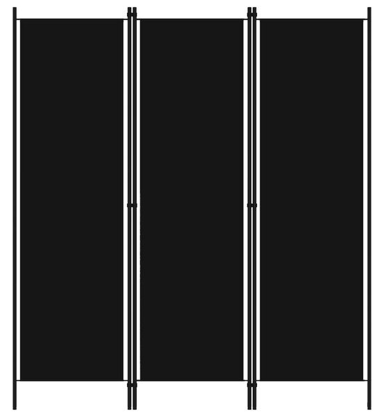 Paravan de cameră cu 3 panouri, negru, 150 x 180 cm