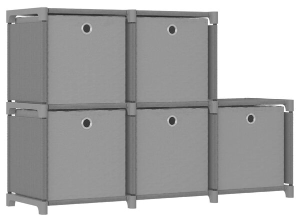 Raft 5 cuburi cu cutii, gri, 103x30x72,5 cm, material textil