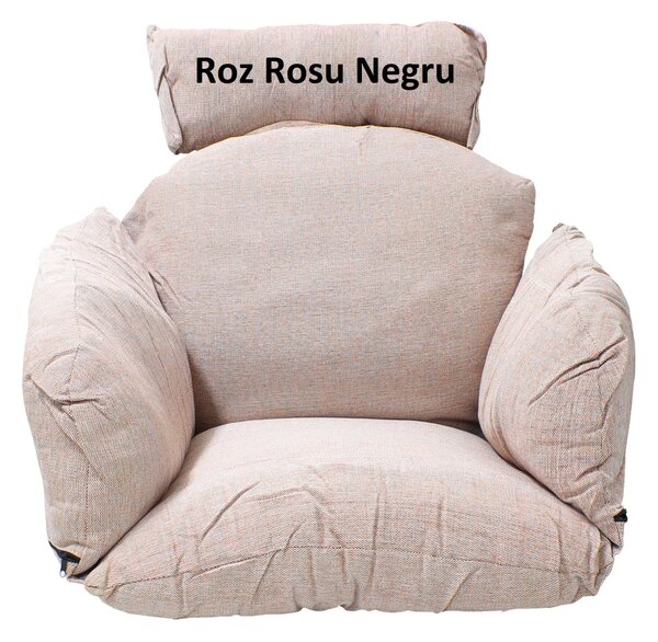 Leagăn Oval Poliratan Gri cu Pernă