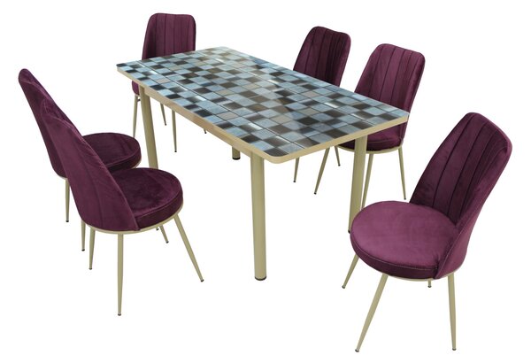 Set Masă Extensibilă Safir Cu 6 Scaune Mov