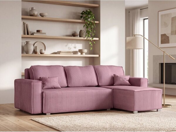 Canapea colt extensibila SMART COSARO mov deschis, cu colt bilateral + 2 perne CADOU