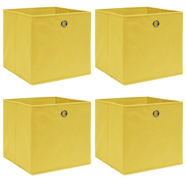 Cutii de depozitare, 4 buc., galben, 32x32x32 cm, textil