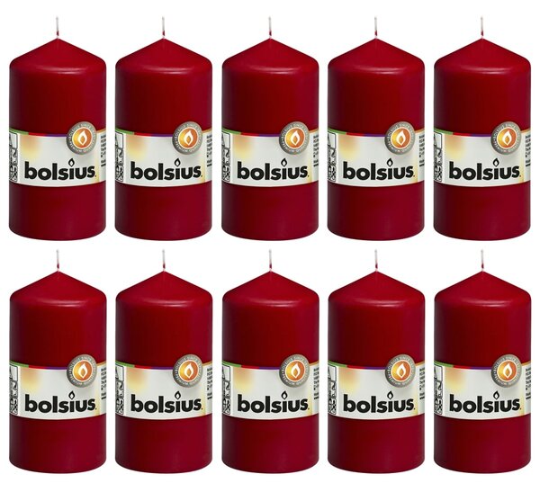 Bolsius Lumânări bloc, 10 buc., roșu vin, 120 x 58 mm 103614390144