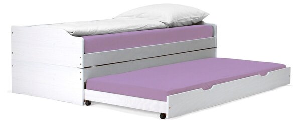 Pat cu module suplimentare extensibile FLOPY, alb, lemn, 90x200 cm