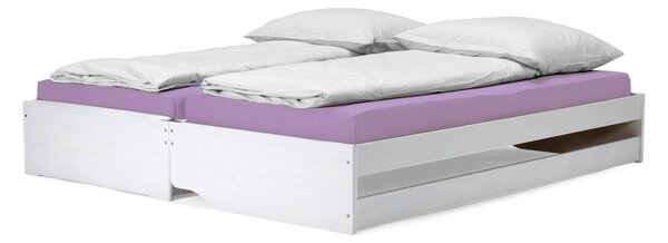 Pat cu module suplimentare extensibile FLOPY, alb, lemn, 90x200 cm