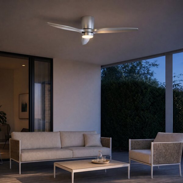 Ventilator de tavan cu LED Sorin, aluminiu, CCT, IP44, 3 pale - Lucande Lucande, Sorin, Metalic, Studiu / Birou, Metal, Modern