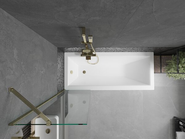 Mexen Next, paravan de baie 1 aripă 50 x 150 cm, aripă fixă, sticlă transparentă de 6 mm, profil auriu, 895-050-000-00-00-50