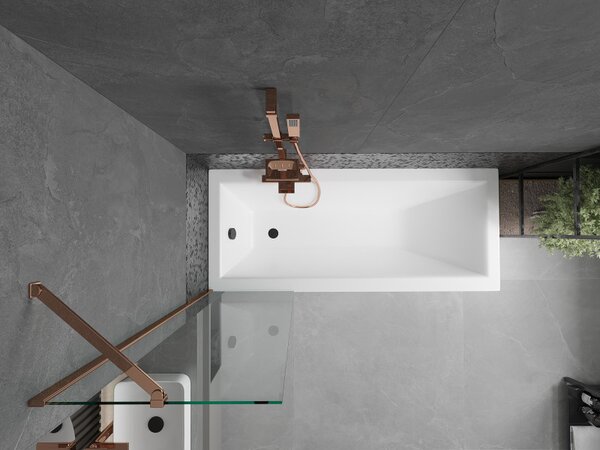 Mexen Next, paravan de baie 1 aripă 50 x 150 cm, aripă fixă, sticlă transparentă de 6 mm, profil auriu roz, 895-050-000-00-00-60
