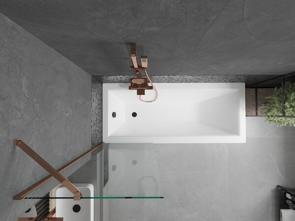Mexen Next, paravan de baie 1 aripă 60 x 150 cm, aripă fixă, sticlă transparentă de 6 mm, profil auriu roz, 895-060-000-00-00-60